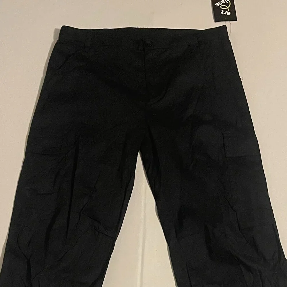 Art Class Girls' Wide Leg Cargo Pants Straight Leg Black Size XL (14)